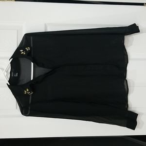 Forever 21 Embellished Sheer Long Sleeve Dressy Button Up